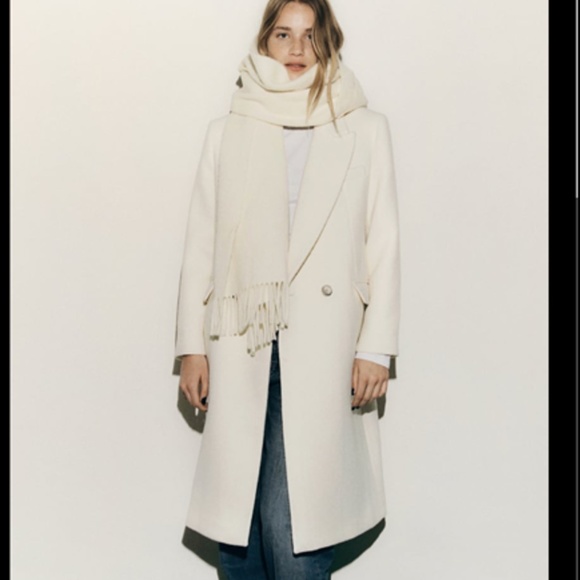 Zara Cream Pea Coat - Picture 4 of 7